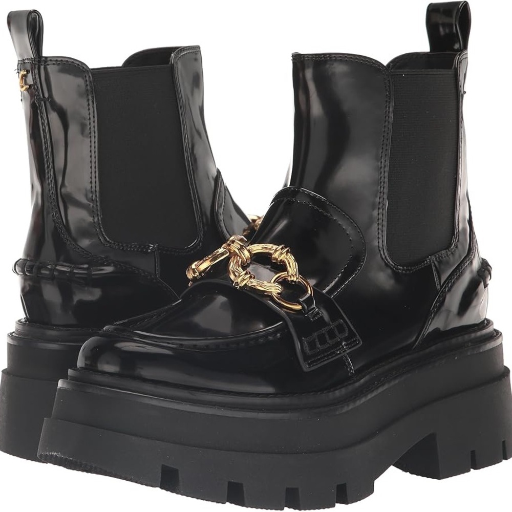 Circus NY by Sam Edelman Brooks Chelsea Chunky Heel Platform Black Boots Size 10